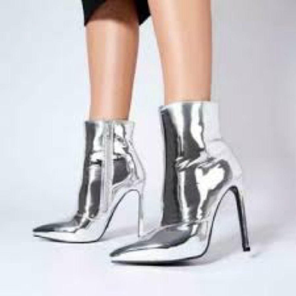 Mirror Finish Stiletto Booties